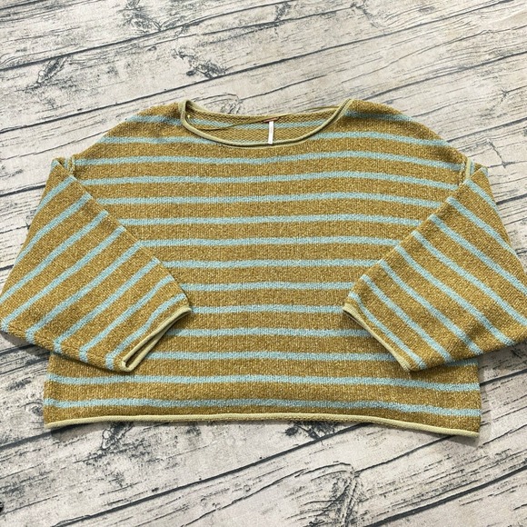 Free People Sweaters - Free People Bardot Slouchy Oversized Striped Cotton Knit Sweater Size S